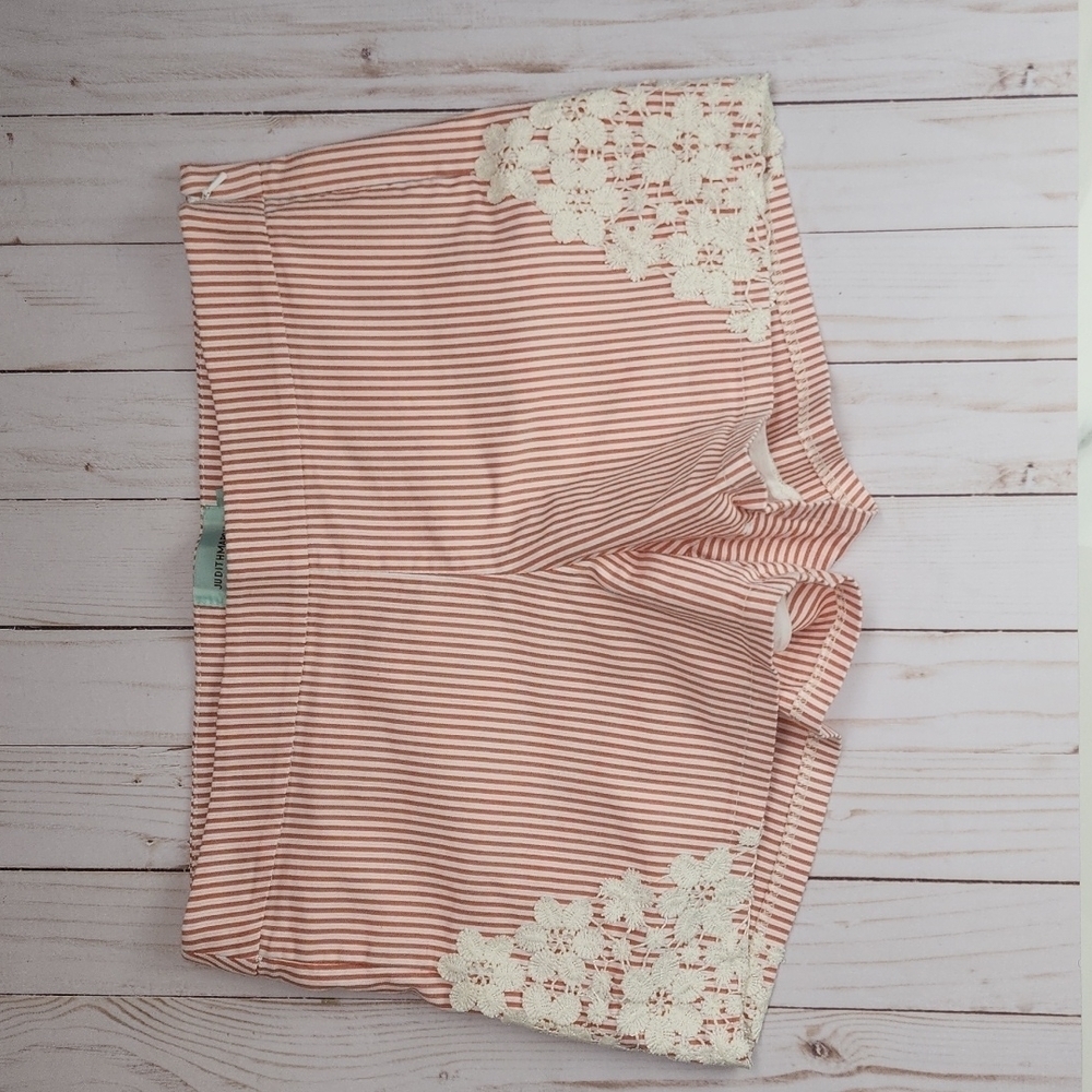 Judith March Striped Embroidered Shorts